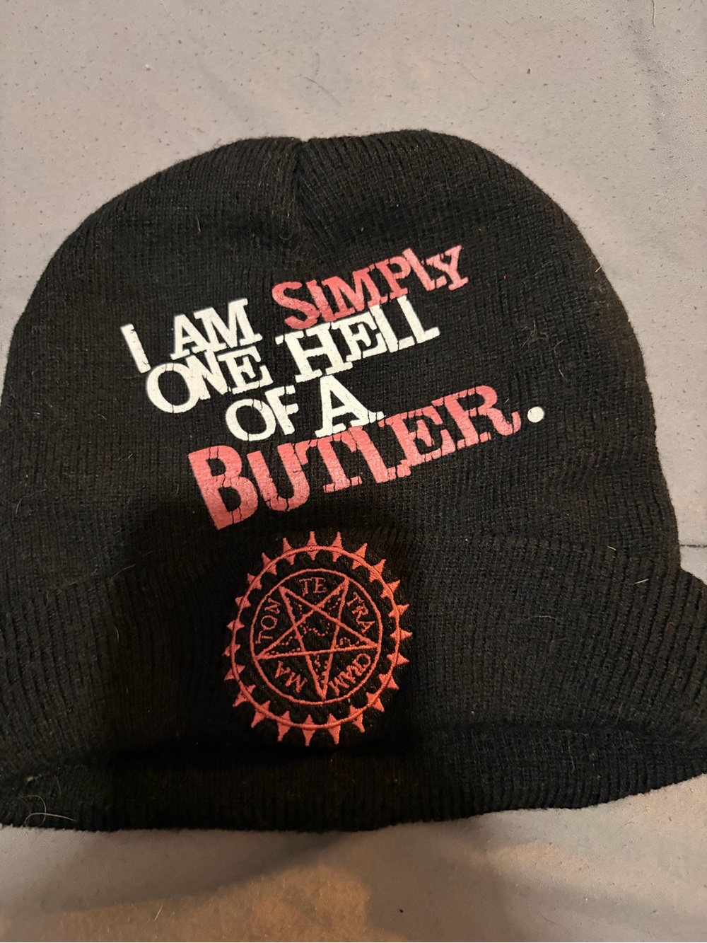 Black 'I Am Simply One Hell of a Butler' Beanie Hat